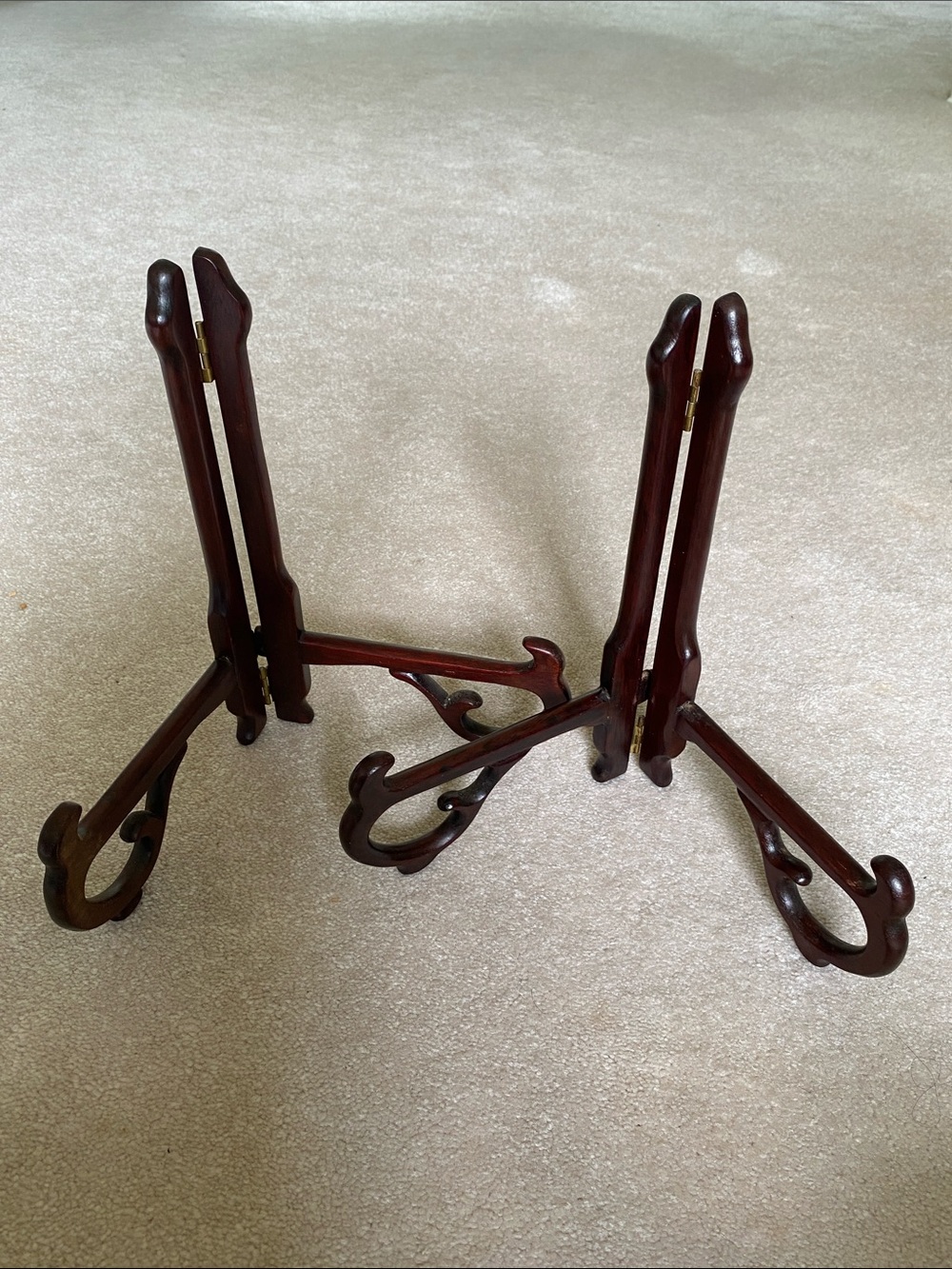 10" Set of 2 Easel Plate Holder Wooden Folding Display Stands Brown
